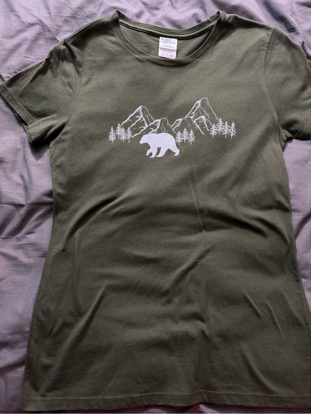 Kids Olive Green Bear Mountain Graphic Tee